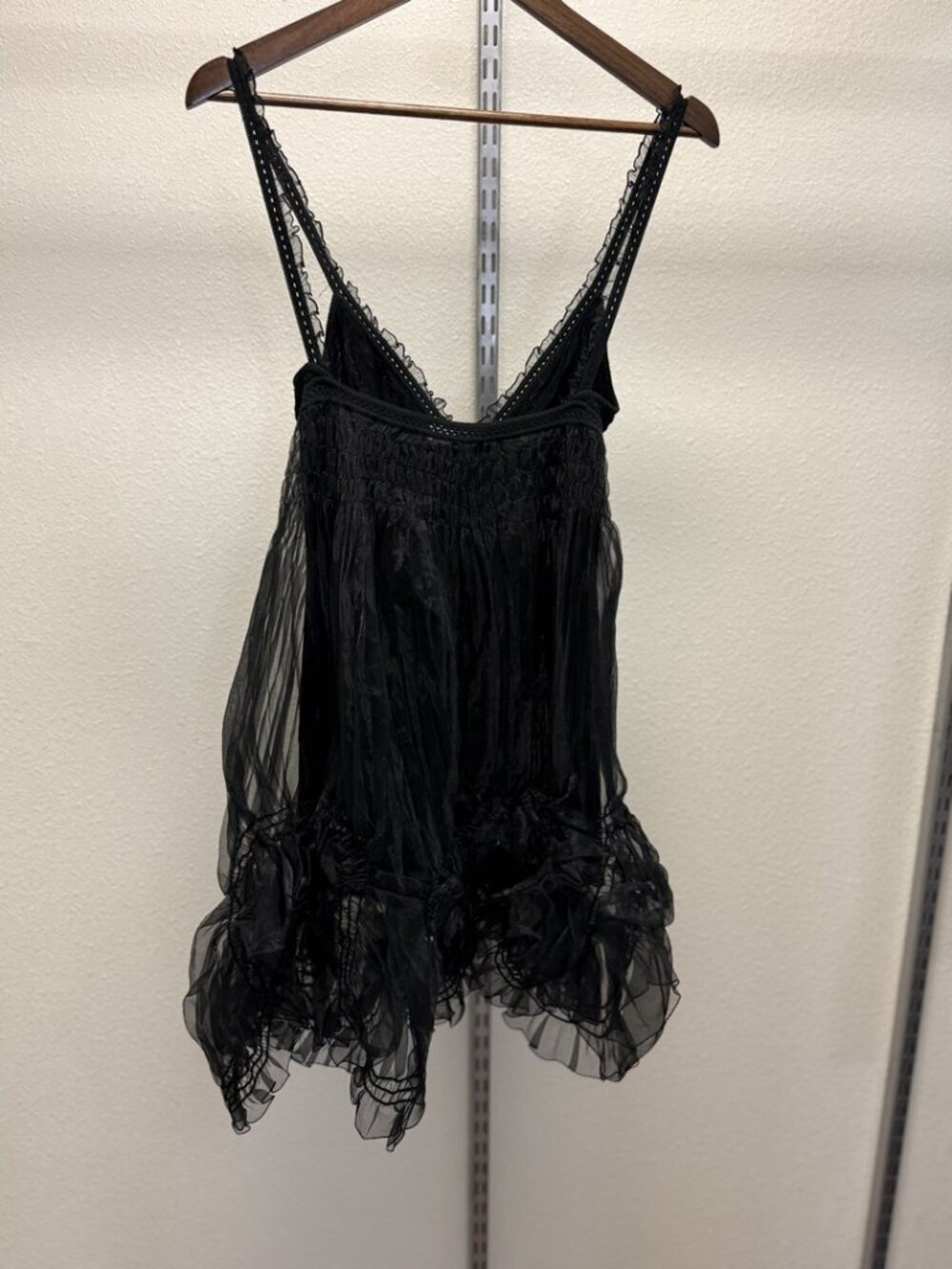 Adam Jones Paris Black Lace Organza Bubble Mini Dress M